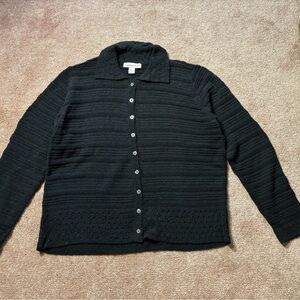 🖤 Coldwater Creek Collared Button-Down Sweater – Classic & Cozy!